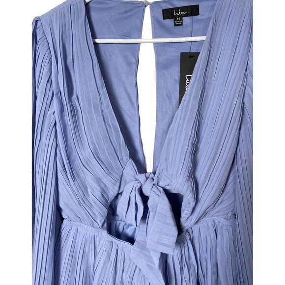 NWT Lulus XS Blue Pleated Long Sleeve Romper Women's Romper - Picture 3 of 13